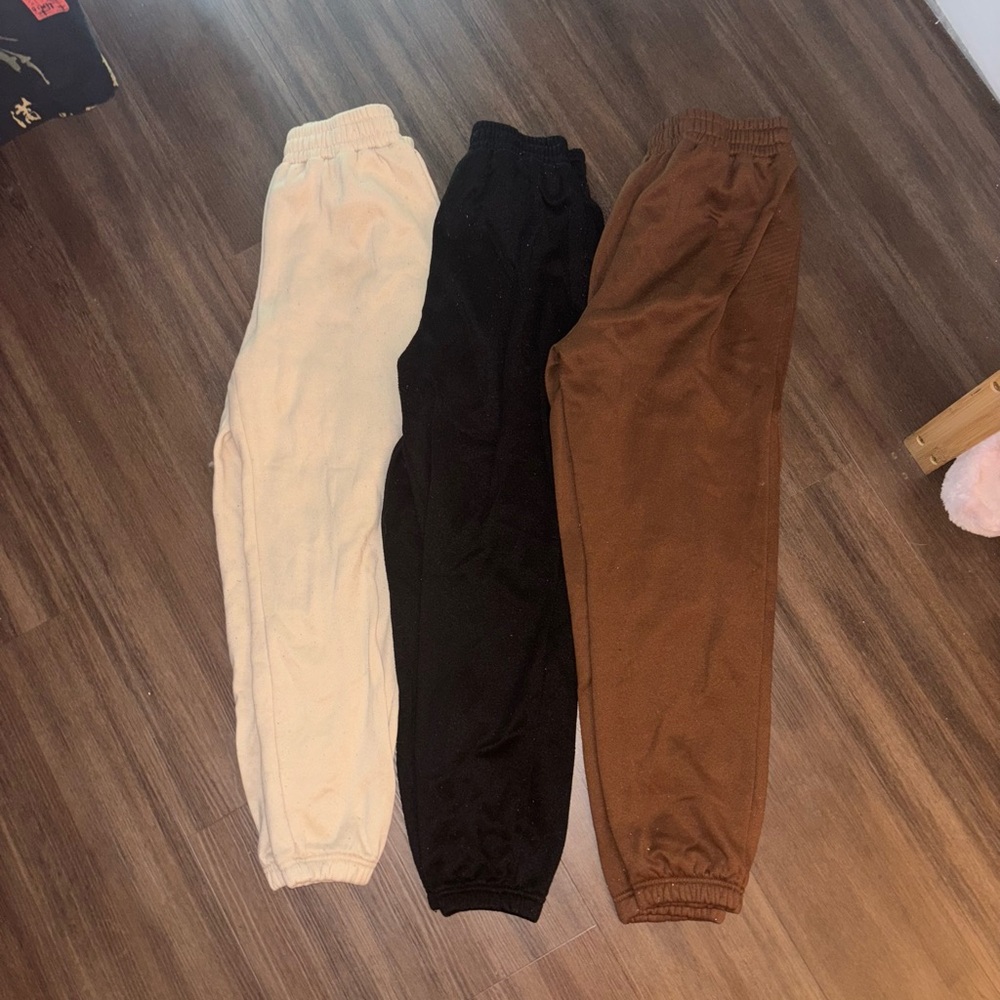 SHEIN Cozy Jogger Pants - Cream, Black, and Brown